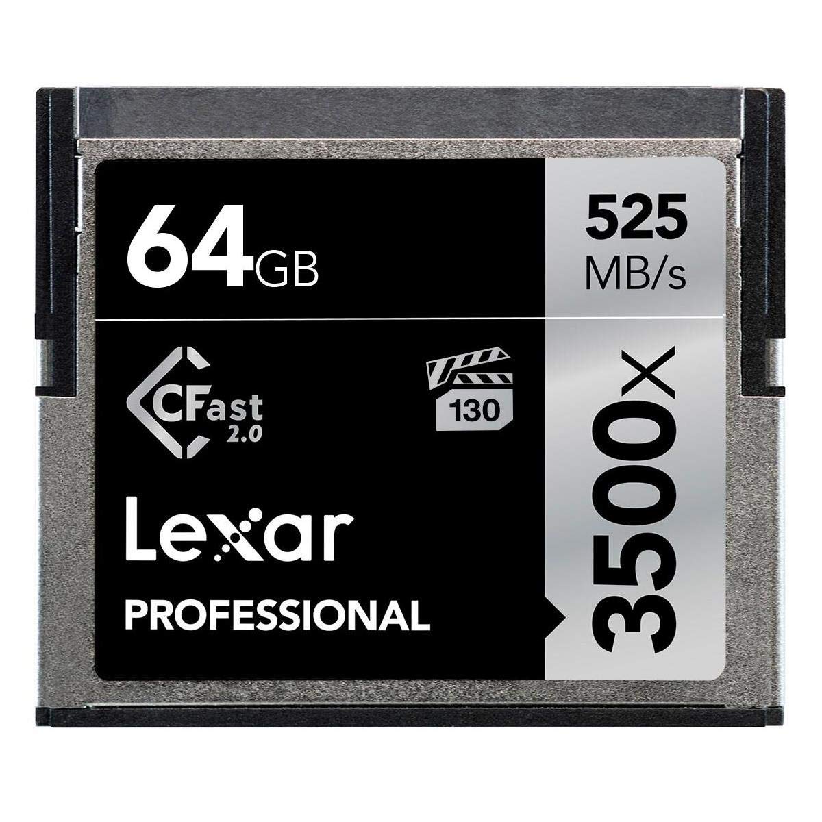 Lexar 64GB Professional 3500x CFast 2.0 Memory Card for 4K Video Cameras, Up to 525MB/s Read, Up to 445MB/s Write Speed